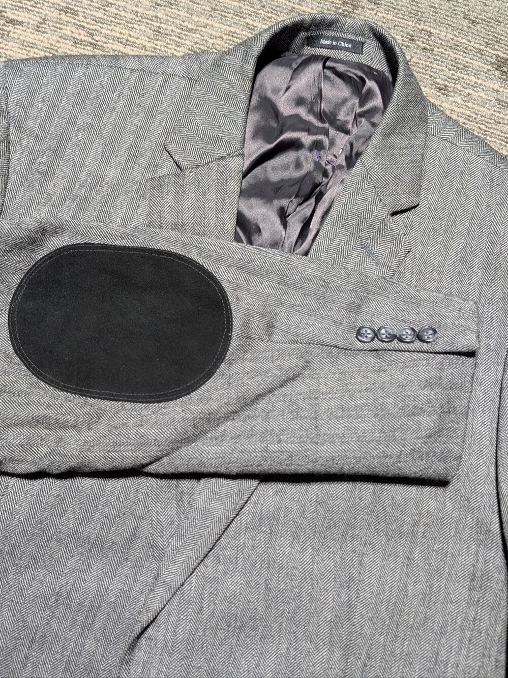 Joseph & Feiss Blazer Mens 50 L Gold Luxury Wool Herringbone Elbow Patches